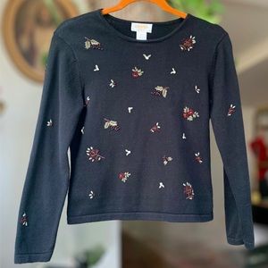 Beaded + Embroidered Pullover Petite Talbots Cardigan Sweater for Holiday